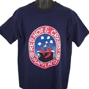 Vintage Maryland Crabs T Shirt Mens Size Large Blue 90s Steve Gray Art USA